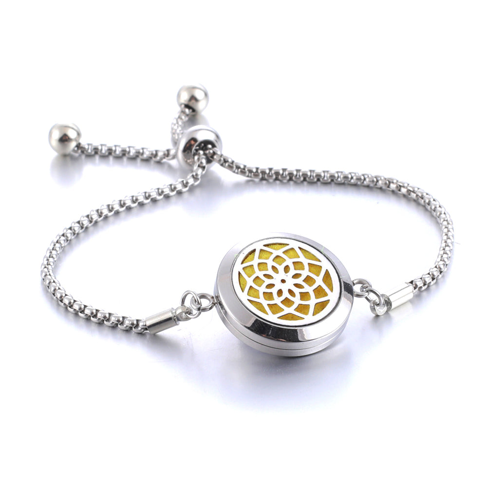 Stainless steel Aromatherapy Bracelet Tree of Life Diffuser Locket Perfume Essential Oil Diffuser Bracelet Women Bangle Gift