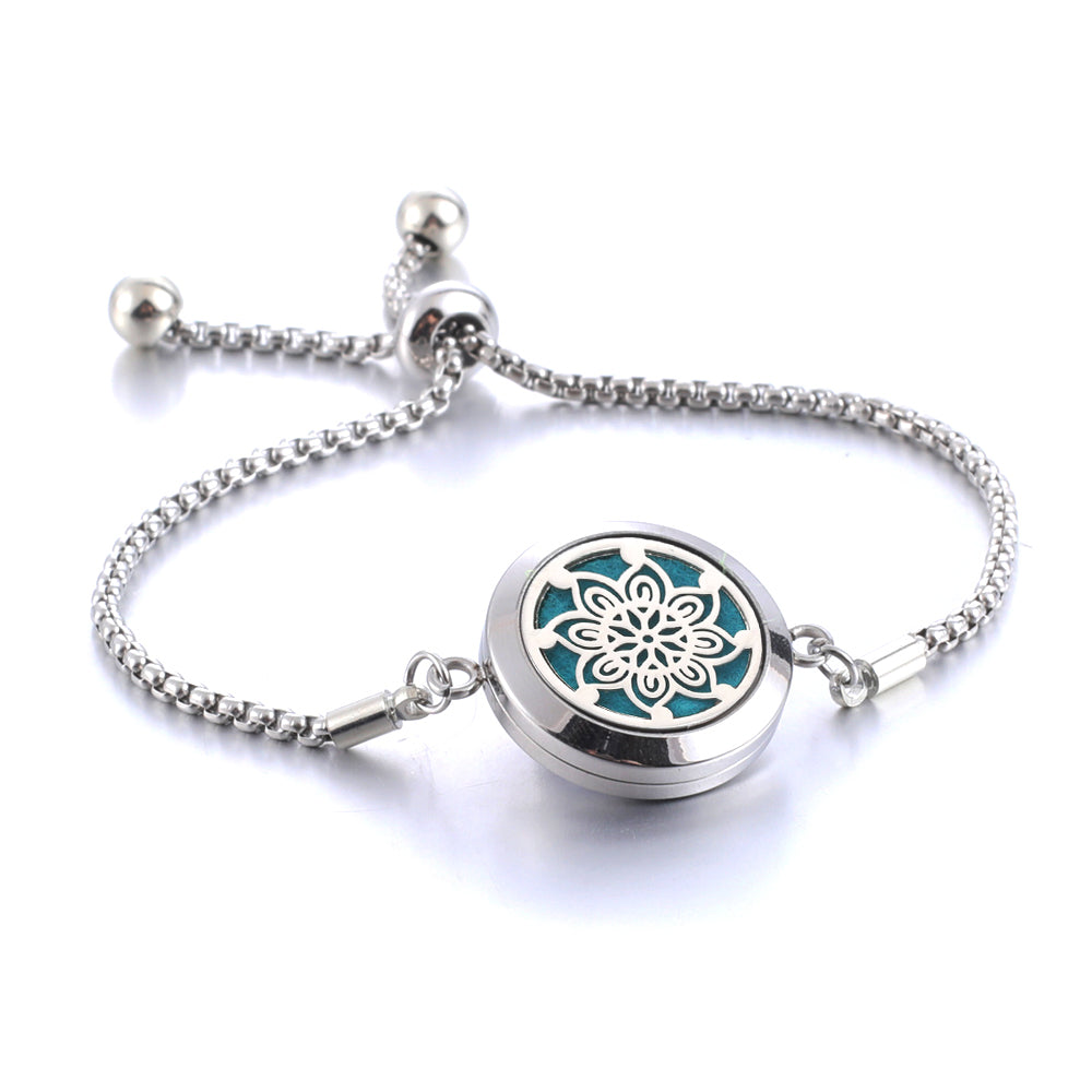 Stainless steel Aromatherapy Bracelet Tree of Life Diffuser Locket Perfume Essential Oil Diffuser Bracelet Women Bangle Gift