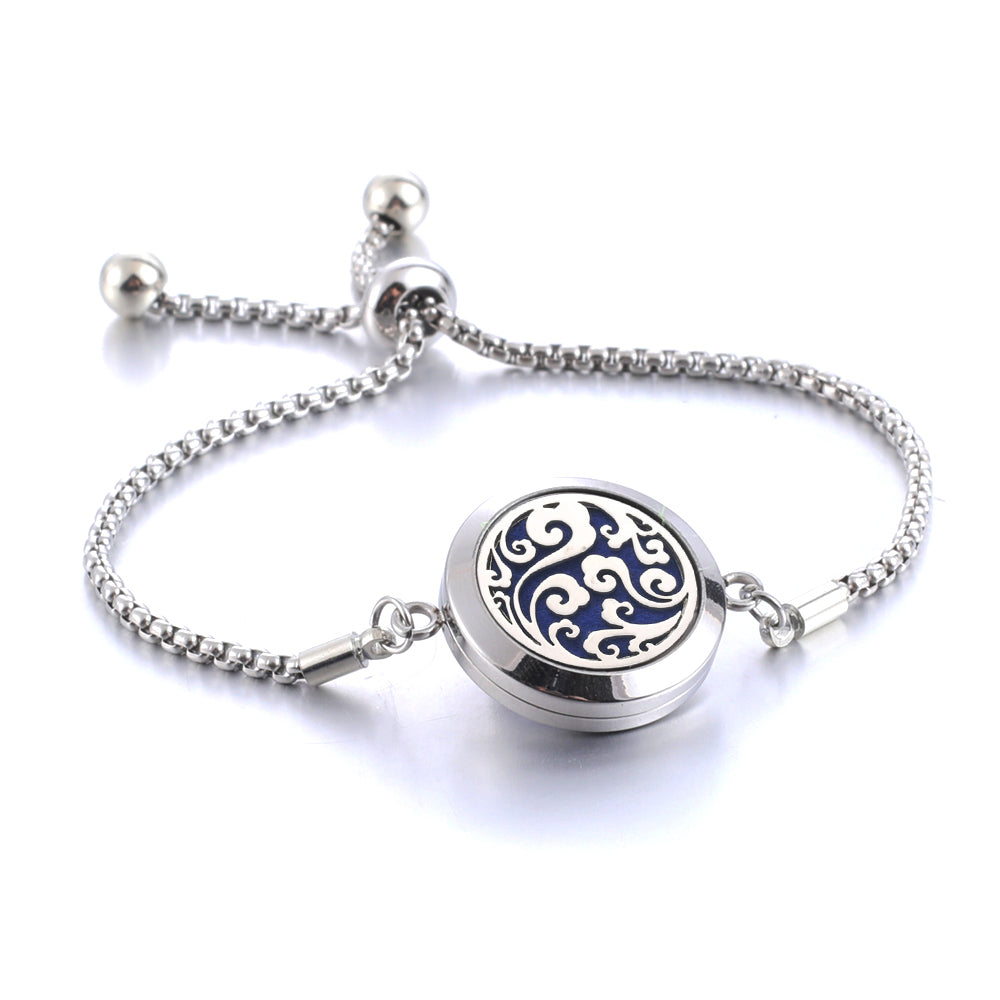 Stainless steel Aromatherapy Bracelet Tree of Life Diffuser Locket Perfume Essential Oil Diffuser Bracelet Women Bangle Gift